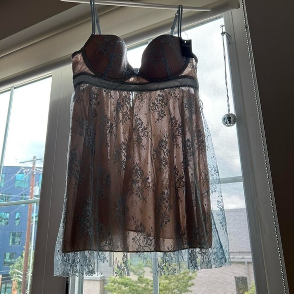 Delicates Light Blue Lace Babydoll Chemise M - Picture 4 of 8